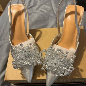 Elegant Silver Slingback Heels